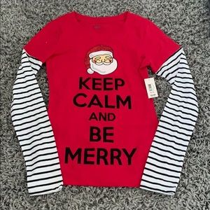 “Keep Calm and Be Merry” Long Sleeve Christmas T